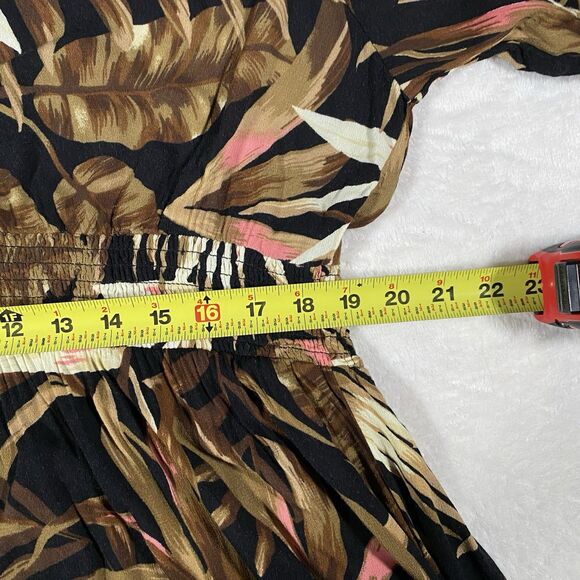 Old Navy Botanical Leaf High-Low Maxi Dress Tropical Smocked Waist Women's XL - Picture 9 of 9